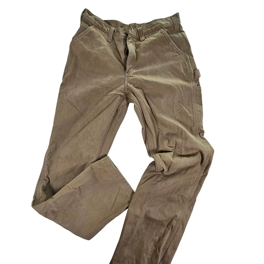 Carhartt Mens 34x34 Flannel Lined Relaxed‎ Fit Work Pants Tan Brown 100070-283